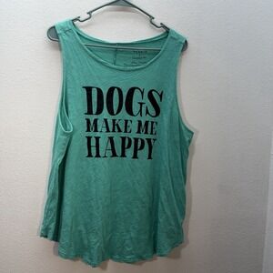 Torrid Blue Women's Tank Top - 'Dogs Make Me Happy' Graphic Dog Lover Gift 2/2X